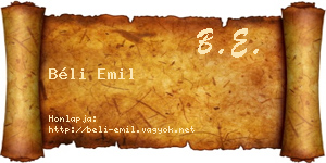 Béli Emil névjegykártya